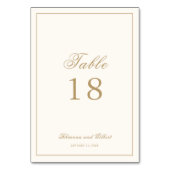 Classic Border Ivory and Gold Timeless Wedding テーブルナンバー (裏面)