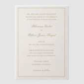 Classic Border Ivory and Gold Timeless Wedding ベラム紙招待状 (正面)