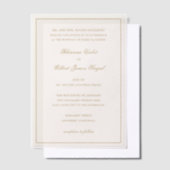 Classic Border Ivory and Gold Timeless Wedding ベラム紙招待状 (オフセット)