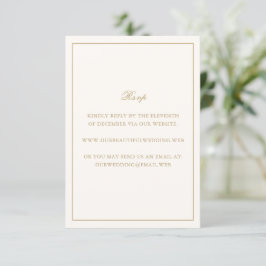 Classic Border Ivory and Gold Timeless Wedding 出欠カード
