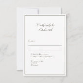 Classic Border Olive Elegant Wedding Meal Choice 出欠カード (正面)