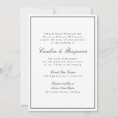 Classic Border Script White Elegant Photo Wedding 招待状 (正面)
