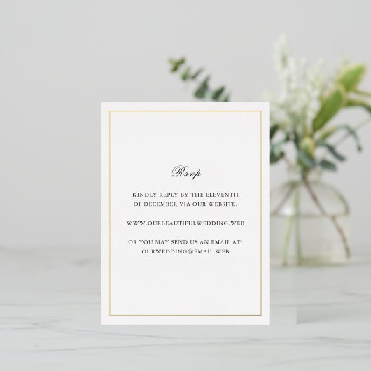 Classic Border Timeless Wedding Foil RSVP Card 箔招待状ポストカード (立ち正面)
