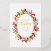 Classic Botanical Oval Frame Traditional Christmas 箔シーズンカード (正面)