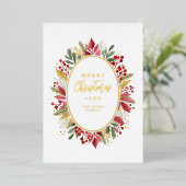 Classic Botanical Oval Frame Traditional Christmas 箔シーズンカード (立ち正面)