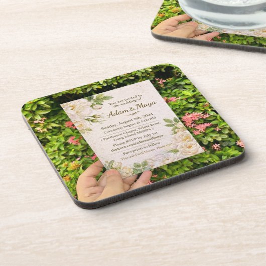 Classic Botanical Wedding Invi コースター (左側)