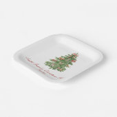 Classic Bow Tree Family Christmas Party Holiday ペーパープレート (傾斜あり)