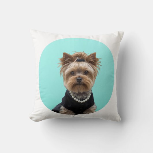 Classic Breakfast Poster Yorkshire Terrier Yorkie クッション (正面)