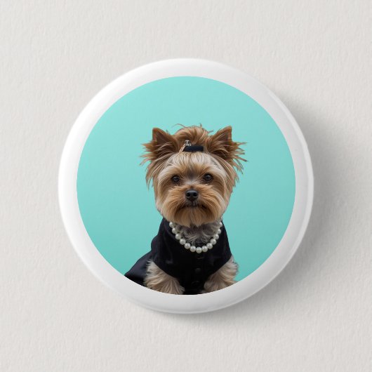 Classic Breakfast Poster Yorkshire Terrier Yorkie 缶バッジ (正面)