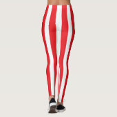 Classic Bright Red and White Striped Stylish レギンス (裏面)