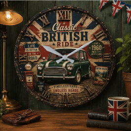 Classic British Car ラージ壁時計