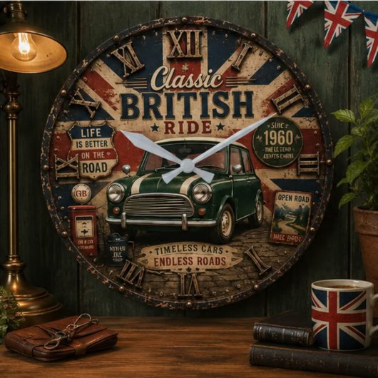 Classic British Car ラージ壁時計