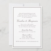 Classic Brown Border Script Elegant Wedding RSVP 招待状 (正面)