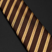 Classic Brown & Gold Diagonal Striped ネクタイ