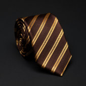 Classic Brown & Gold Diagonal Striped ネクタイ