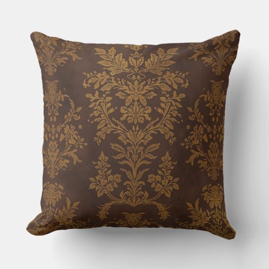 Classic Brown Gold Ornament, Vintage クッション (正面)