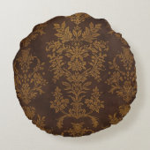 Classic Brown Gold Ornament, Vintage ラウンドクッション (裏面)