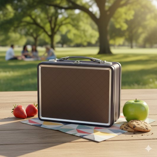 Classic Brown Leather Look Metal Lunch Container メタルランチボックス