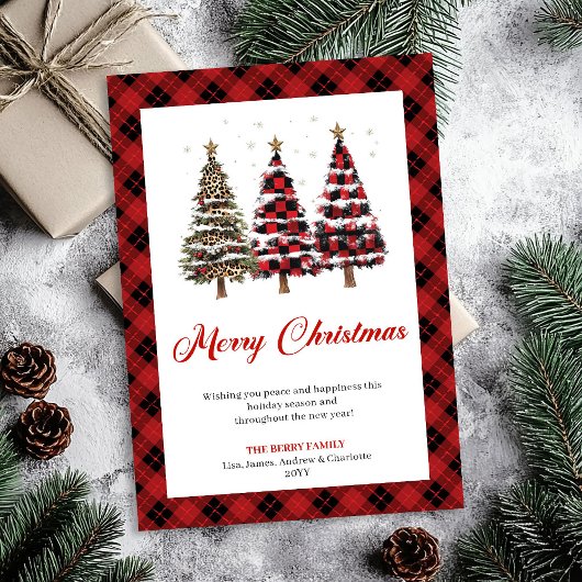 Classic Buffalo Plaid Christmas Tree Greeting Card シーズンカード