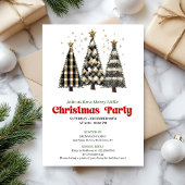 Classic buffalo plaid Christmas tree party invite 招待状