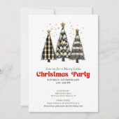 Classic buffalo plaid Christmas tree party invite 招待状 (正面)