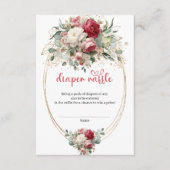 Classic Burgundy Blush Floral Diaper Raffle Card エンクロージャーカード (正面)