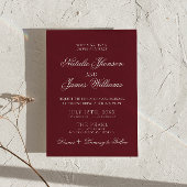 Classic Burgundy Fancy Old Money QR Code Wedding 招待状