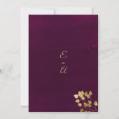 Classic burgundy glitter gold eucalyptus Wedding 招待状 (裏面)