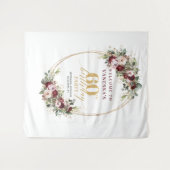 Classic Burgundy Gold Floral 60th Birthday Banner タペストリー (正面(横))
