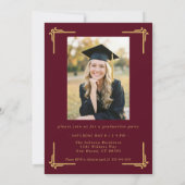 Classic Burgundy Gold Photo Graduation 招待状 (裏面)