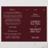 Classic Burgundy & Ivory Modern Wedding Program (正面)