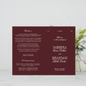 Classic Burgundy & Ivory Modern Wedding Program (スタンド正面)
