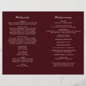 Classic Burgundy & Ivory Modern Wedding Program (裏面)