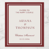 Classic Burgundy Old Money Wedding Wine Label ワインラベル (シングルラベル)