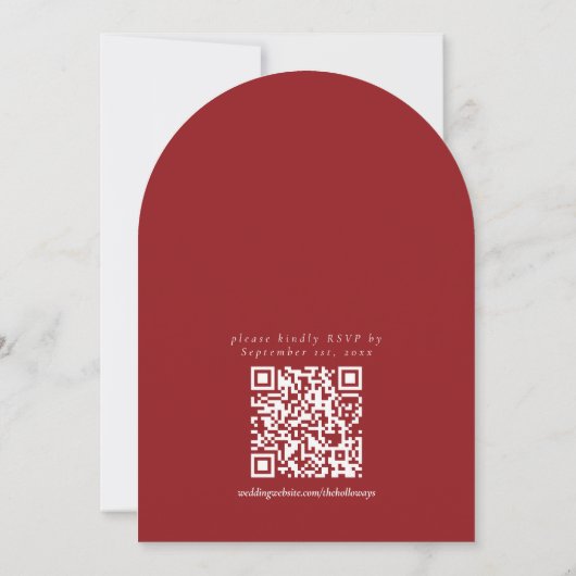 Classic Burgundy Red Monogram Minimalist Wedding 招待状 (裏面)