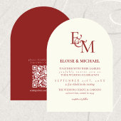 Classic Burgundy Red Monogram Minimalist Wedding 招待状