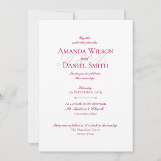 Classic Burgundy Wedding Invitation 招待状