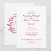 Classic Burgundy Wedding Invitation 招待状 (正面/裏面)