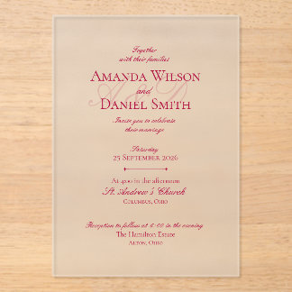 Classic Burgundy Wedding Invitation (Acrylic) アクリル招待状