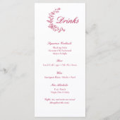 Classic Burgundy Wedding Menu with Floral Accent メニュー (裏面)