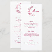 Classic Burgundy Wedding Menu with Floral Accent メニュー (正面/裏面)