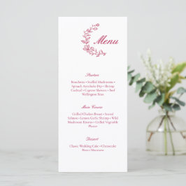Classic Burgundy Wedding Menu with Floral Accent メニュー