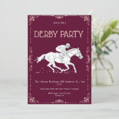 Classic Burgundy & White Kentucky Derby Party Invi 招待状 (スタンド正面)