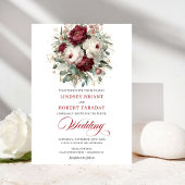 Classic Burgundy White Watercolor Wedding Invite 招待状