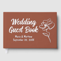 Classic Burnt Orange Floral Sketch Foil Guestbook