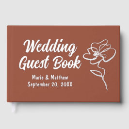 Classic Burnt Orange Floral Sketch Foil Guestbook ゲストブック