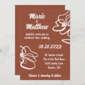 Classic Burnt Orange Floral Wedding Invitation 招待状 (正面/裏面)