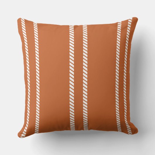 Classic Burnt Orange with Stripes Throw Pillow クッション (裏面)