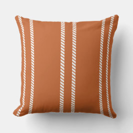 Classic Burnt Orange with Stripes Throw Pillow クッション