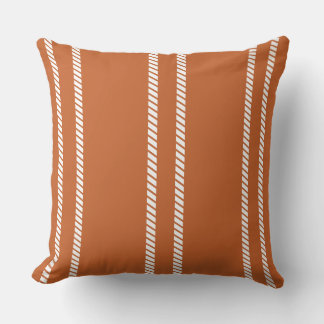 Classic Burnt Orange with Stripes Throw Pillow クッション